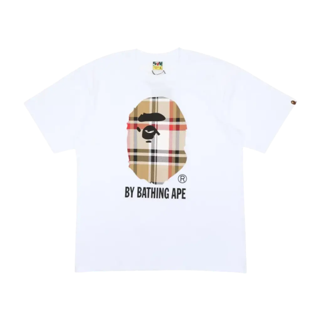 BAPE A Bathing Ape Check by Bathing Tee White/Beige 