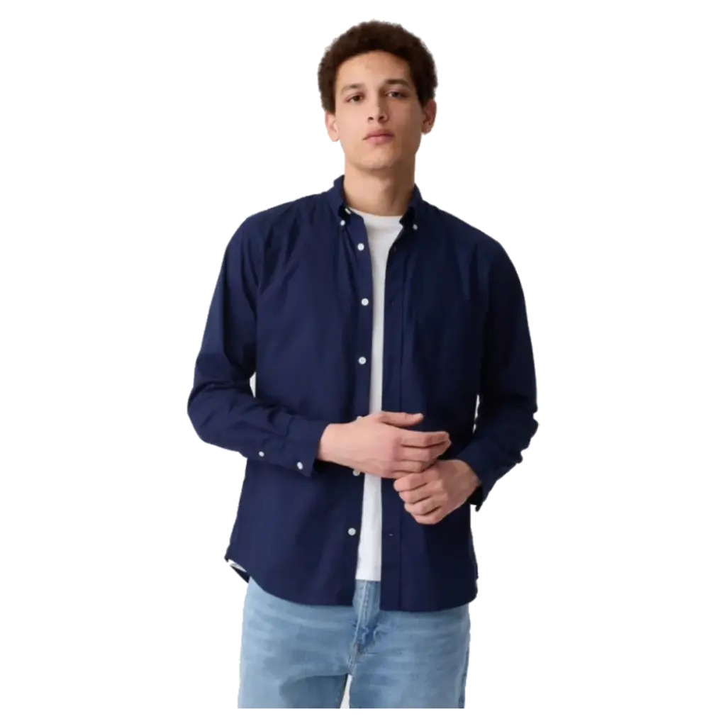 V-LS SLIM STRETCH POPLIN BASIC - TAPESTRY NAVY