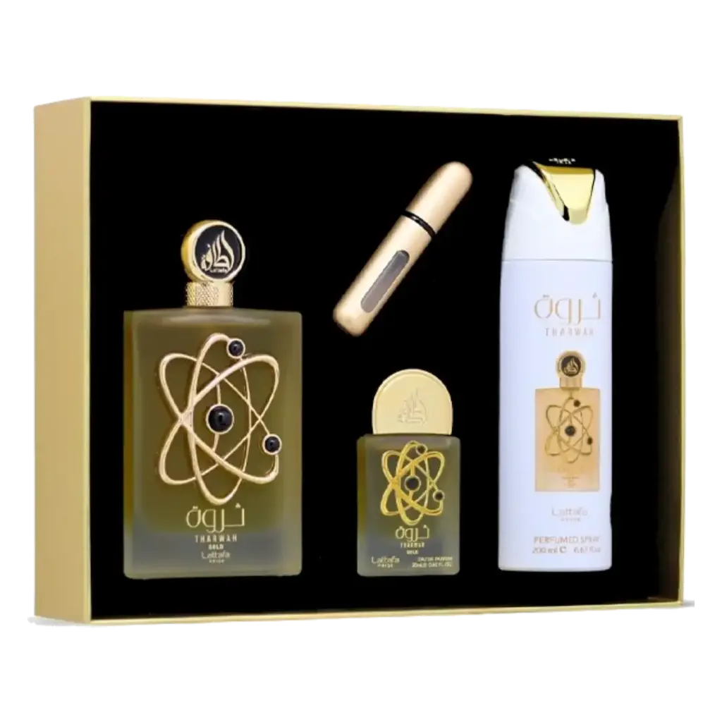 Kit Perfume Femenino Lattafa Tharwah Gold EDP 100
