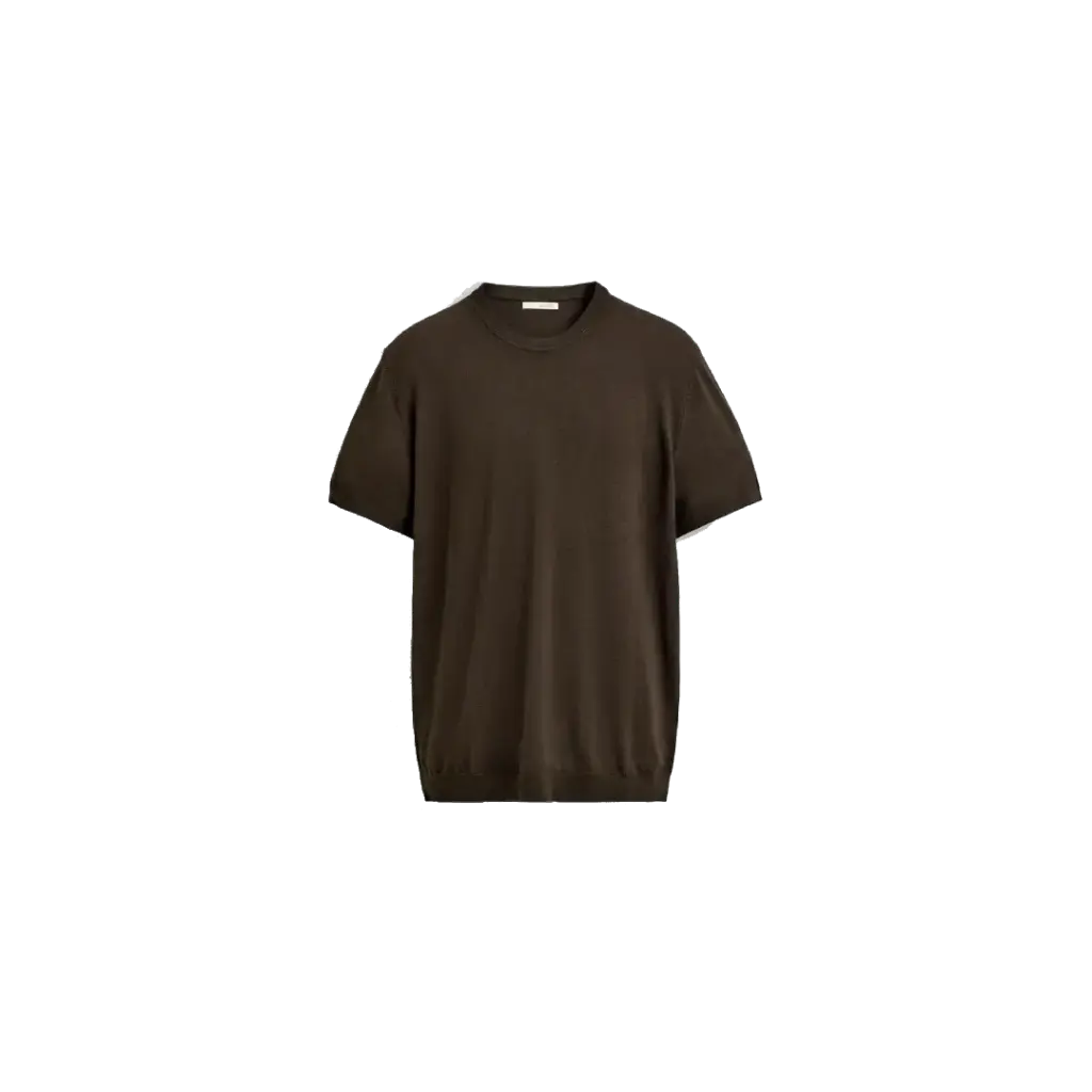 ZARA CAMISETA BASICA HILO MARRON 