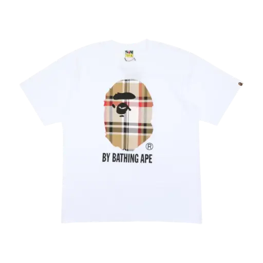 [Bape SHIRT] BAPE A Bathing Ape Check by Bathing Tee White/Beige 